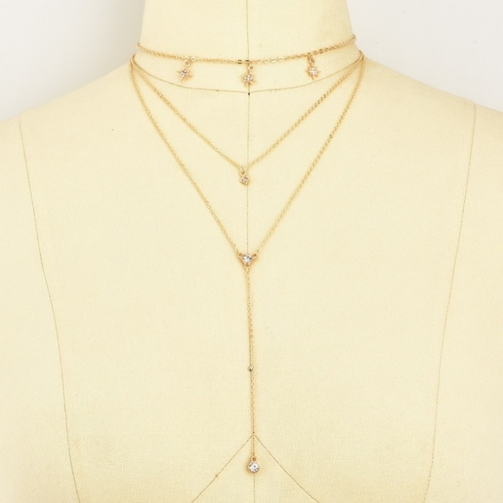 ❤️ 3/$30 Layered Sun and Stars Lariat Necklace - Picture 6 of 7